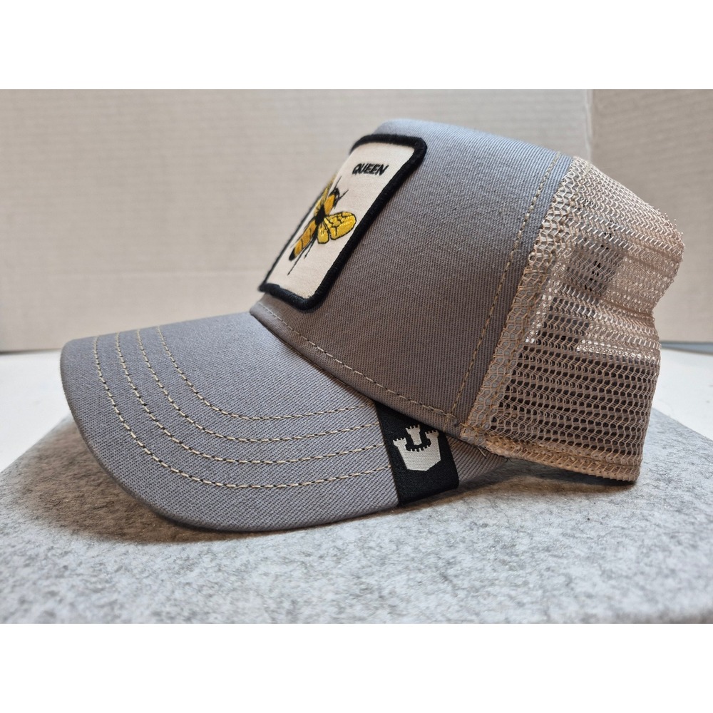 Goorin Bros The Farm Queen Bee Trucker Hat Gray Tan Mesh Snapback Cap - Picture 14 of 15